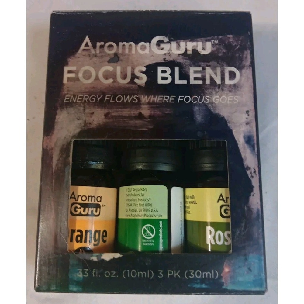 Aroma‎ Guru Focus Blend Essential Oils Rosemary Basil Orange Pure Natural READ